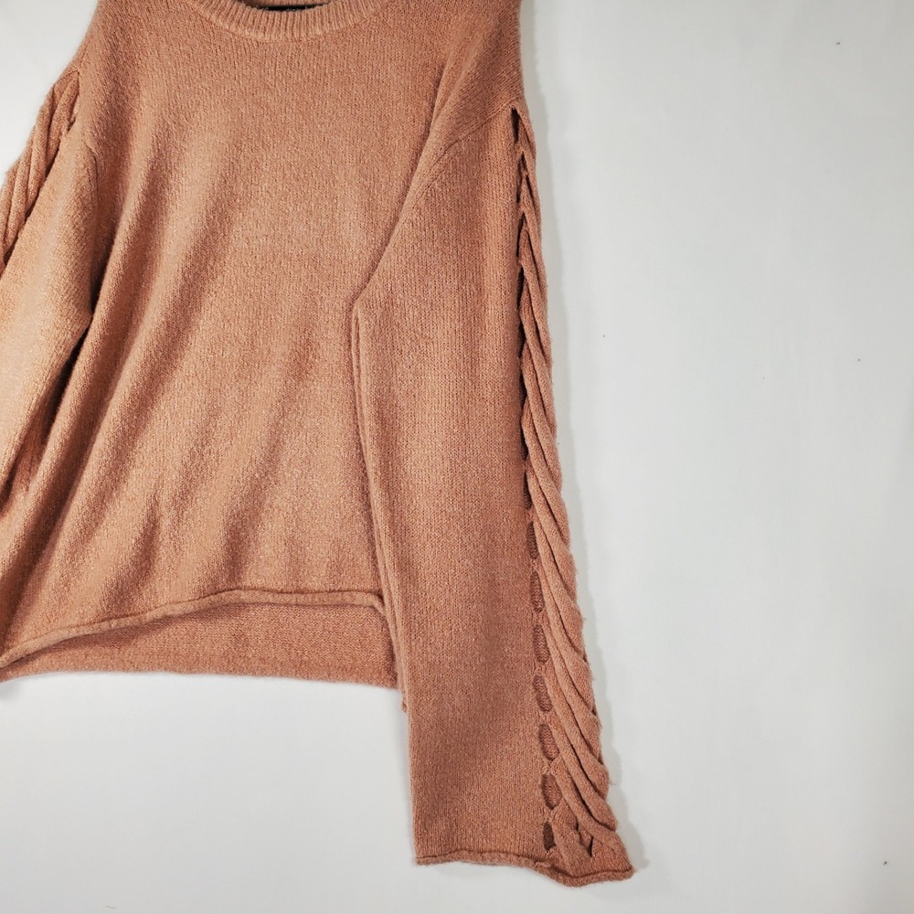 Daytrip Pullover Sponge Yarn Sweater Blush Pink Braided Sleeve XL 1117JS557 - Picture 6 of 8